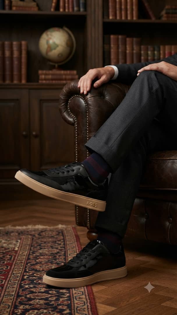 BOSS Elite Marine: Sneaker Cuir Premium