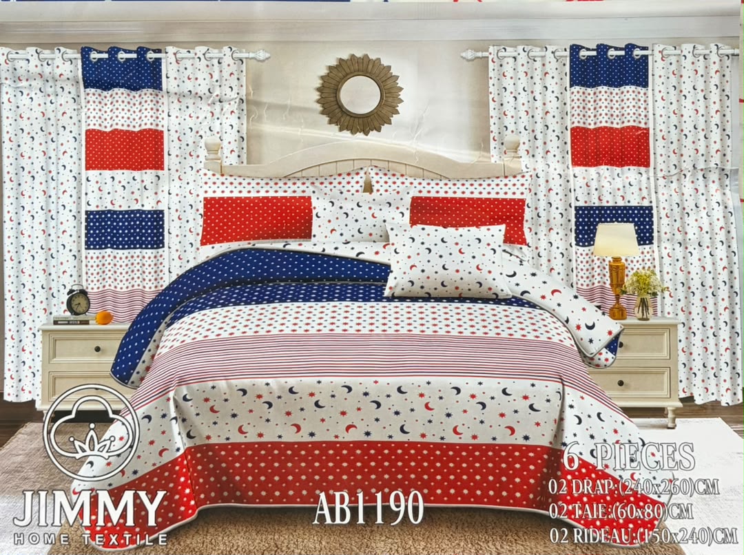 Ensemble Cocon Coton : Draps & Rideaux Assortis (03 pièces)