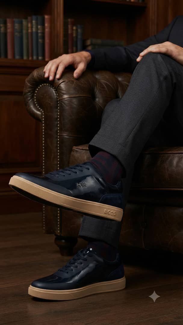 BOSS Elite Marine: Sneaker Cuir Premium