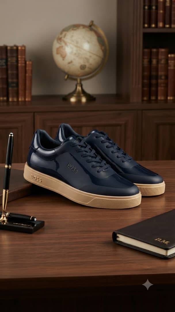 BOSS Elite Marine: Sneaker Cuir Premium