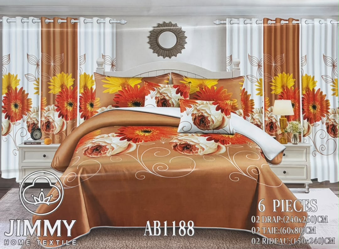 Ensemble Cocon Coton : Draps & Rideaux Assortis (03 pièces)
