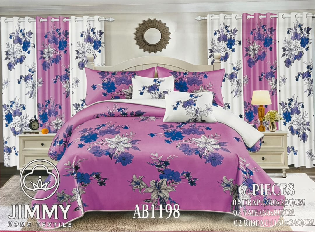 Ensemble Cocon Coton : Draps & Rideaux Assortis (03 pièces)