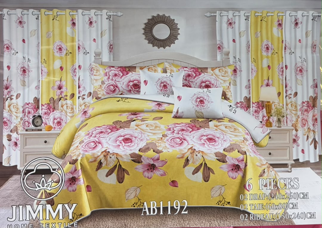 Ensemble Cocon Coton : Draps & Rideaux Assortis (03 pièces)